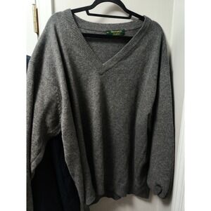 Greenwich MEN'S 100% LAMBSWOOL Gray Vneck Sweater SZ 2XLT